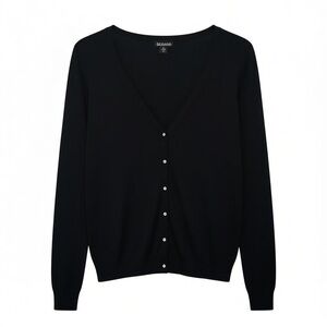 George Black V-Neck Cardigan w/ Rhinestone Buttons – Size M